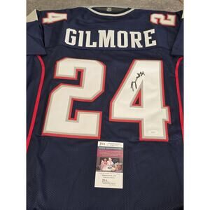 Stephon Gilmore Autographed/Signed Jersey JSA COA Blue Custom Jersey